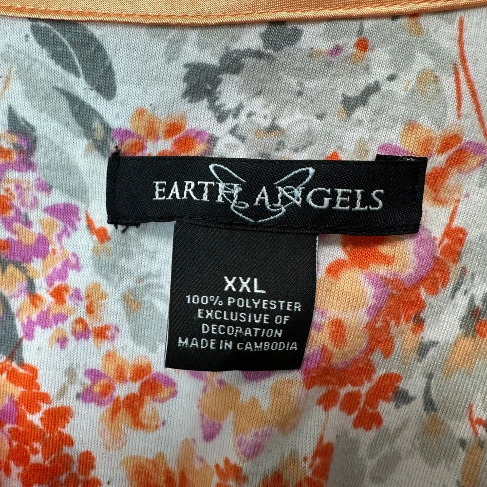 Lot of 2 Earth Angels Nightgown Women XXL Multicolor Floral Green Orange Comfort